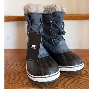 Sorel Kids Pac Nylon Waterproof Winter Boots Navy Blue Black Size 2